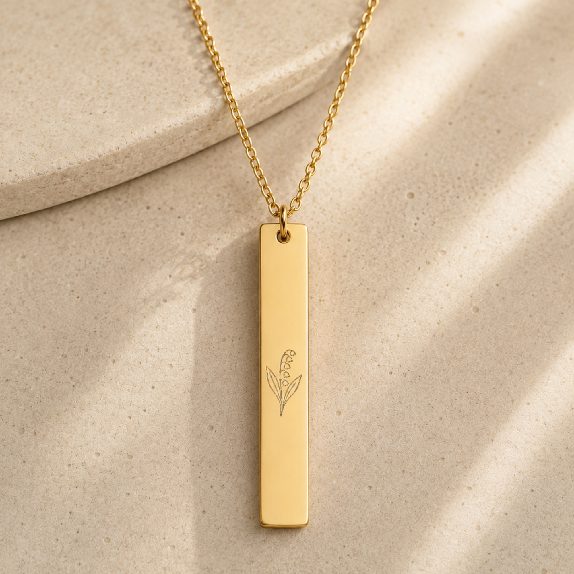 Lily of the Valley Necklace, May Flower Necklace, Dainty Lily Necklace, Thin Bar Necklace
