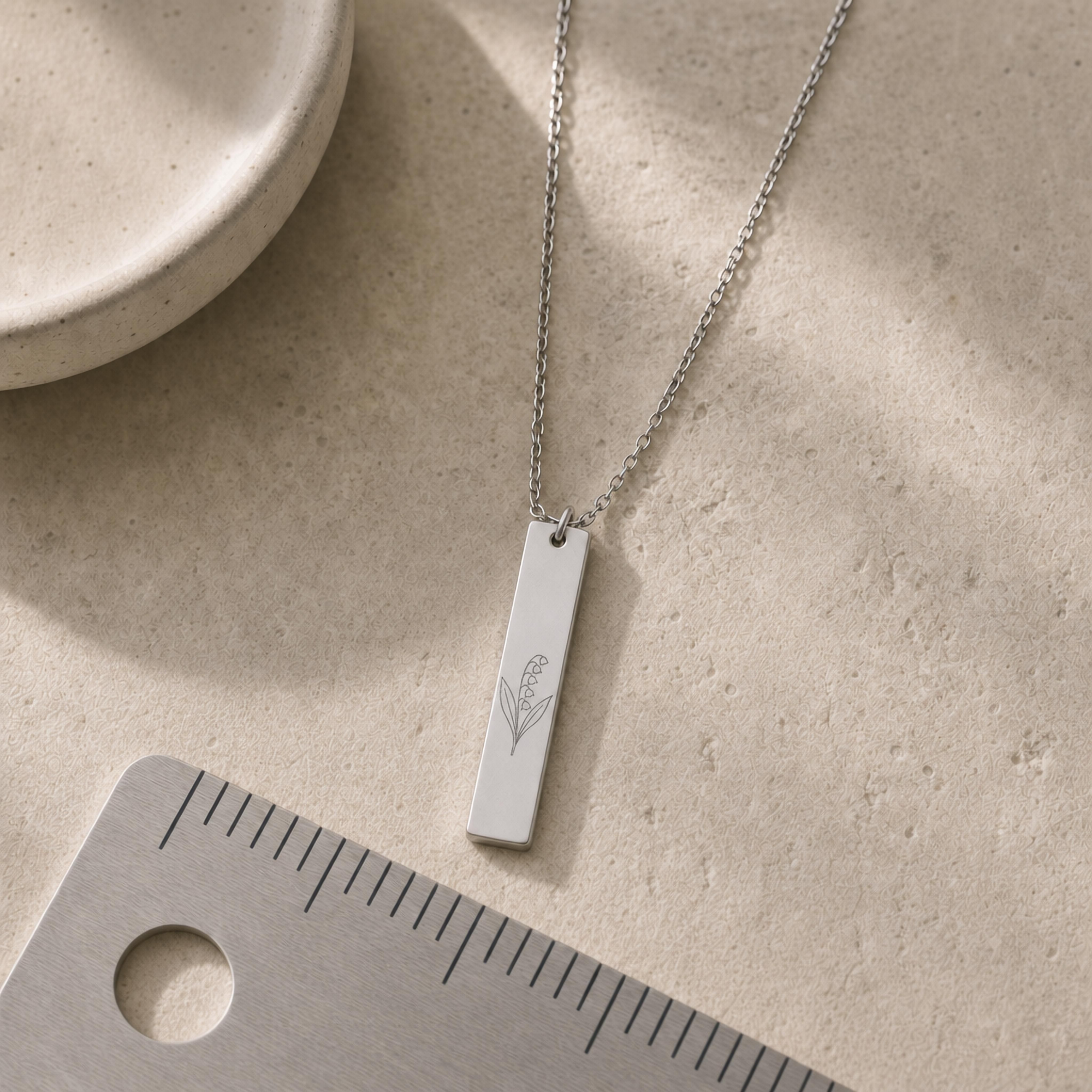 Lily of the Valley Necklace, May Flower Necklace, Dainty Lily Necklace, Thin Bar Necklace