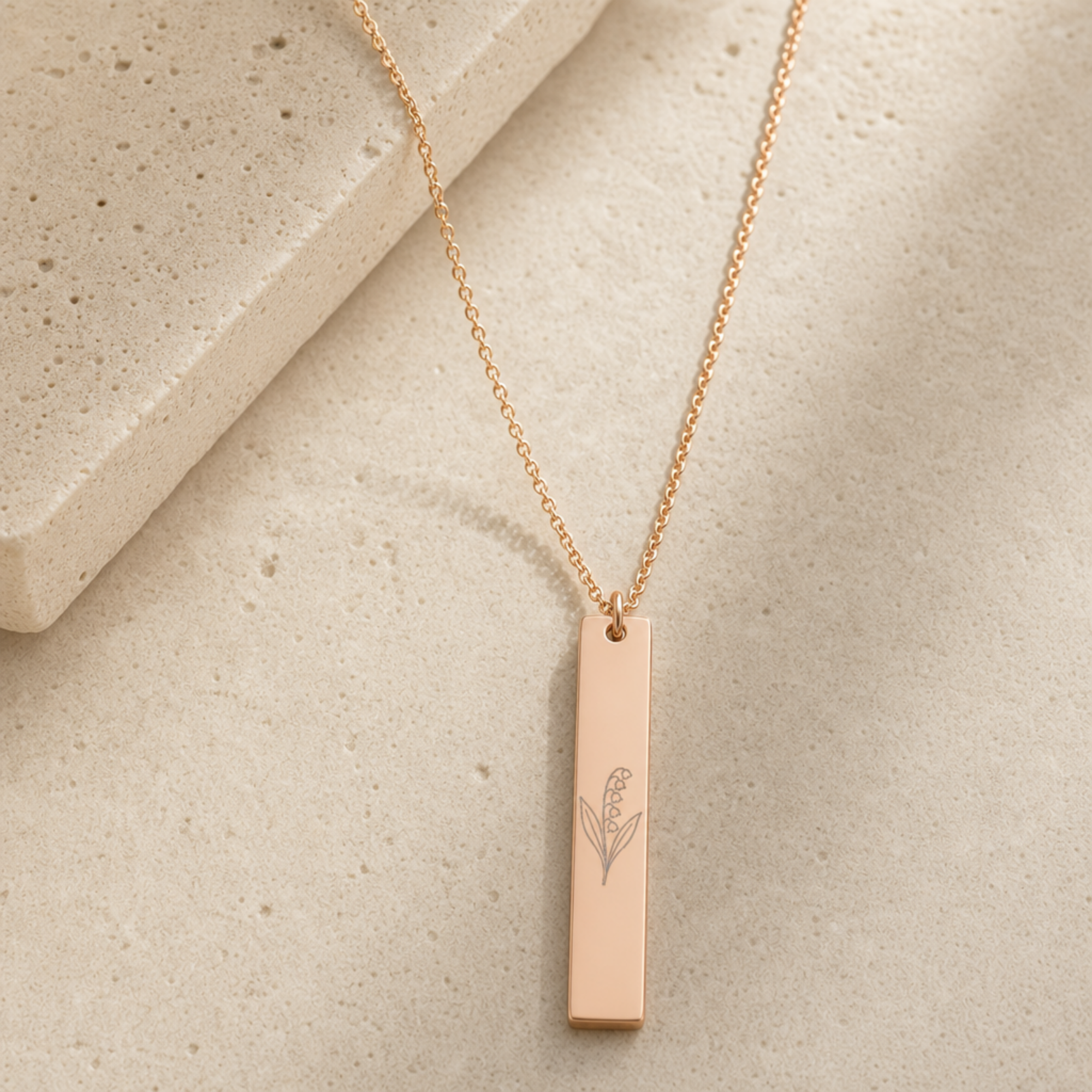 Lily of the Valley Necklace, May Flower Necklace, Dainty Lily Necklace, Thin Bar Necklace