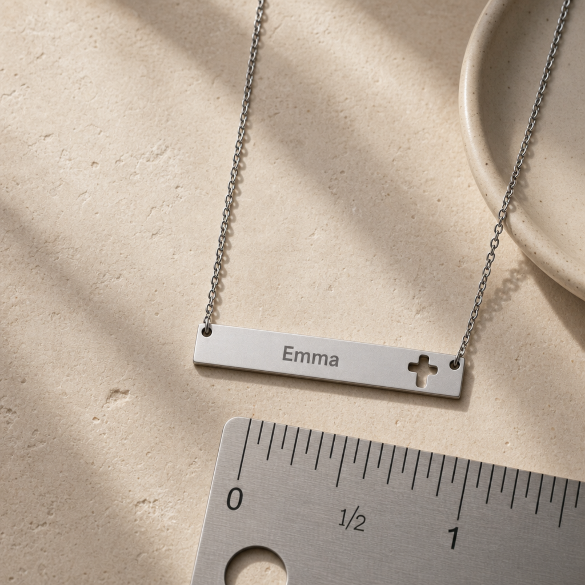 Personalized Faith Name Necklace, Name Cross Pendant, Cross Bar Necklace