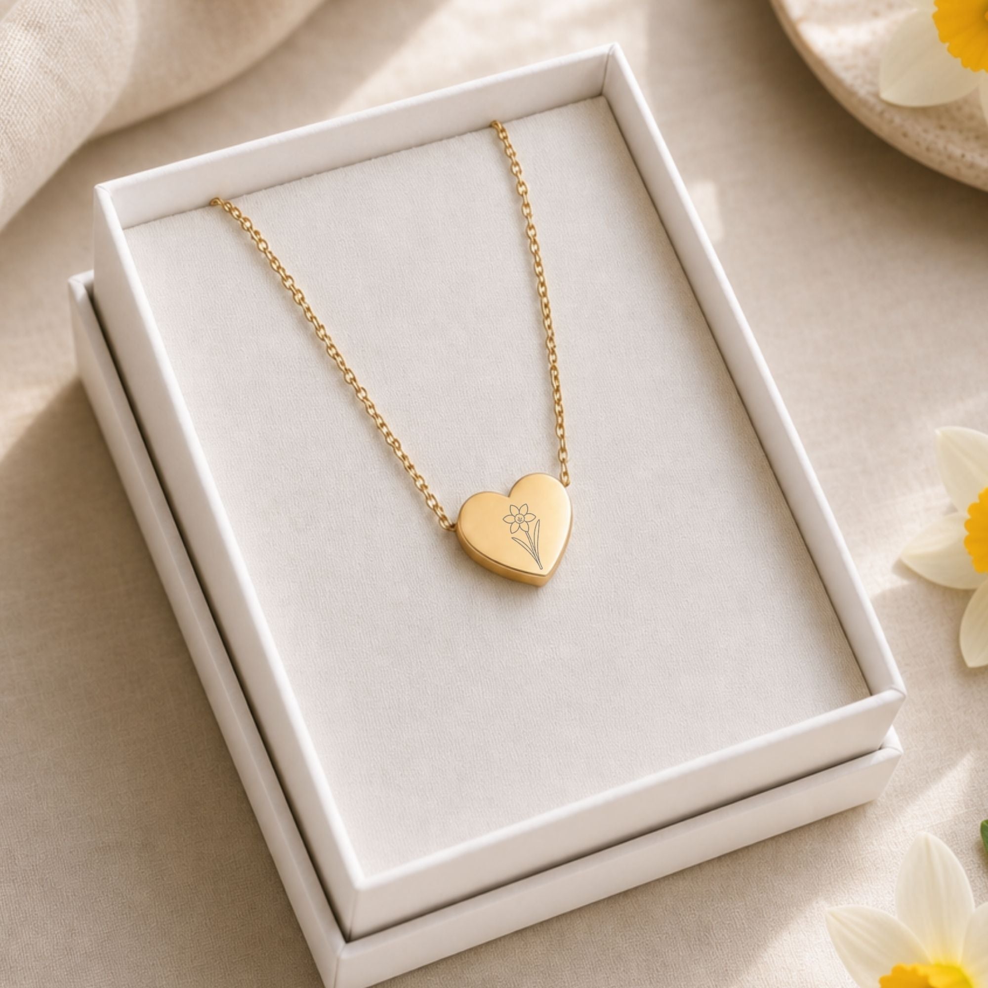Narcissus Necklace, Narcissus Charm, December Birth Flower