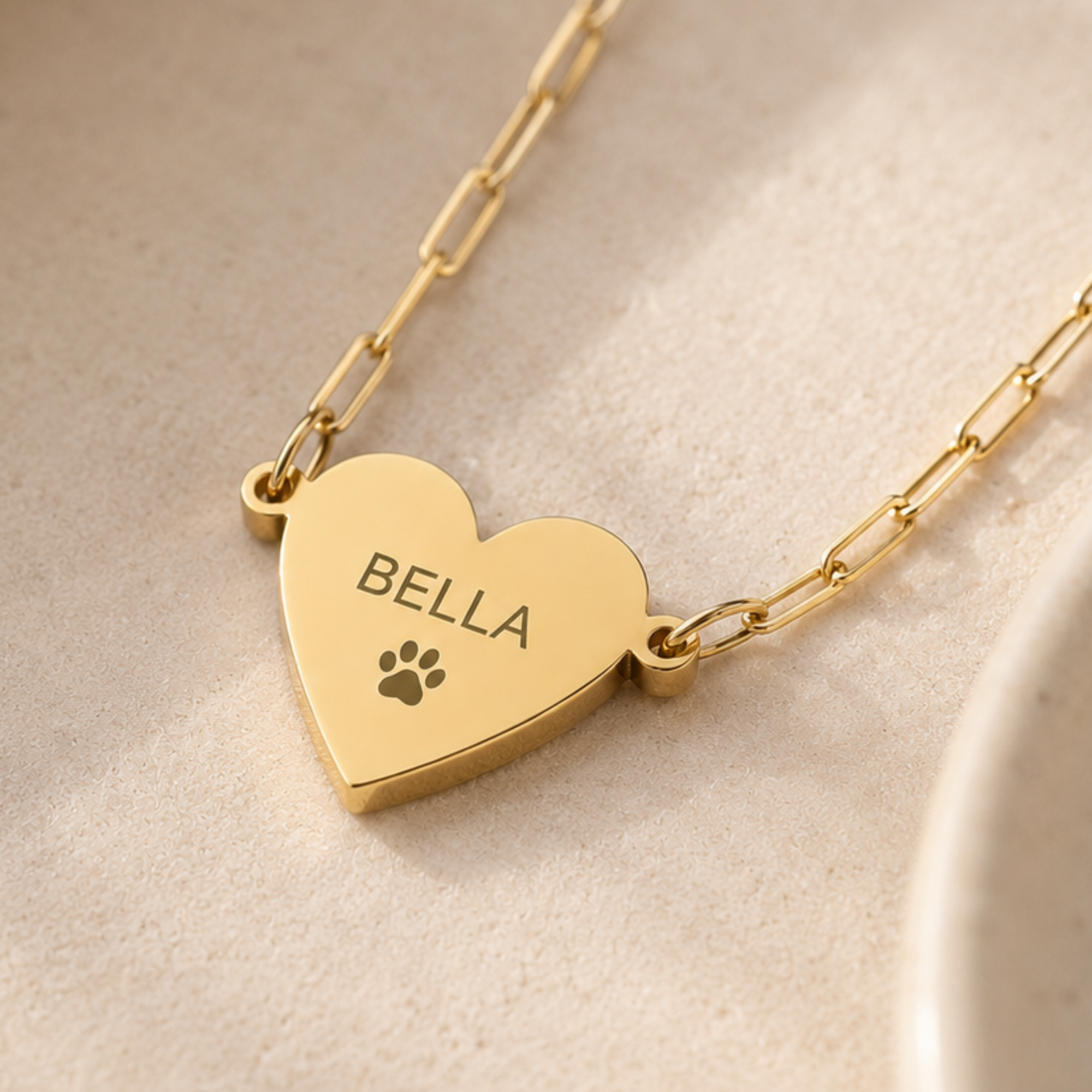 Personalized Paw Heart Necklace, Puppy Paw Pendant, Pawprint Necklace