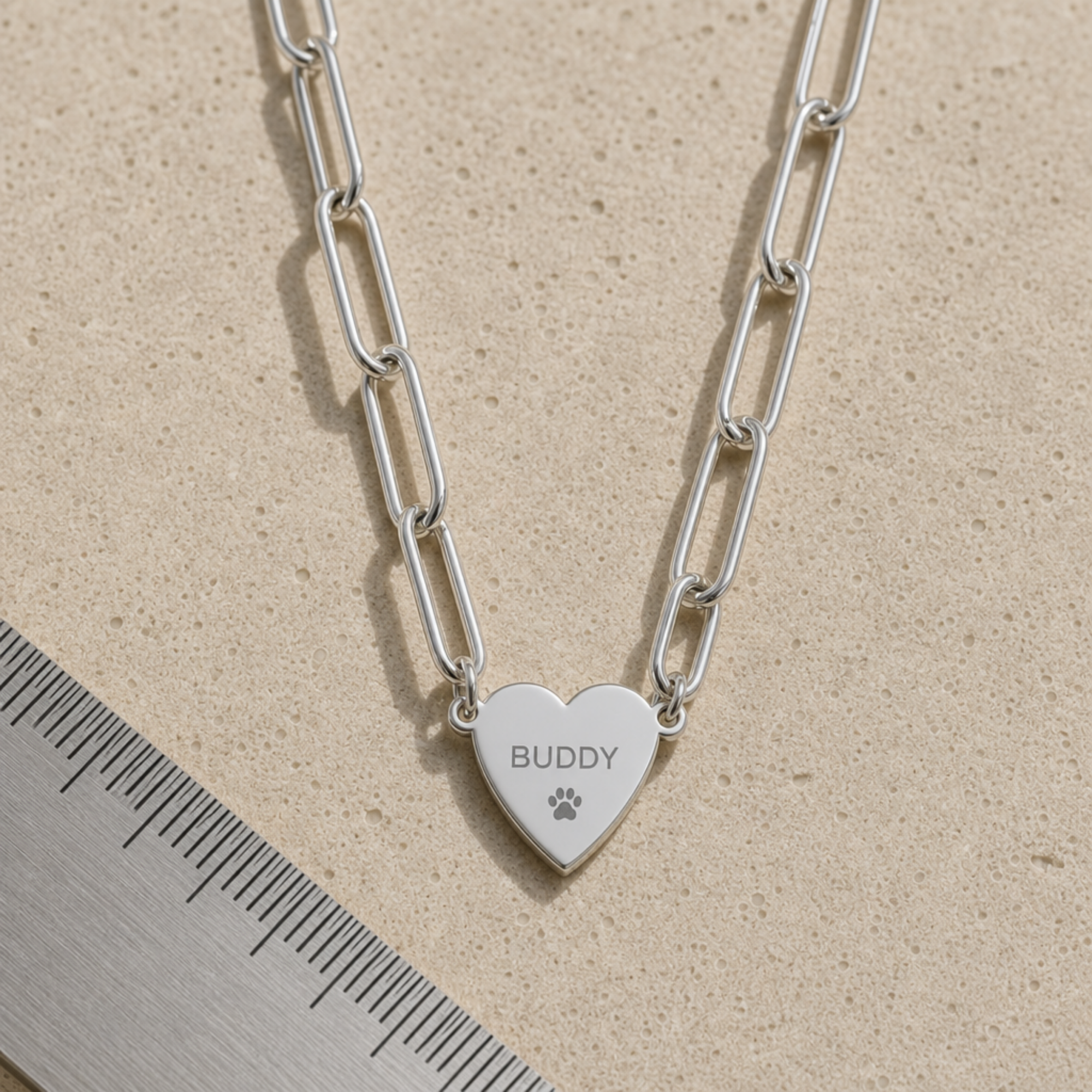 Personalized Paw Heart Necklace, Puppy Paw Pendant, Pawprint Necklace