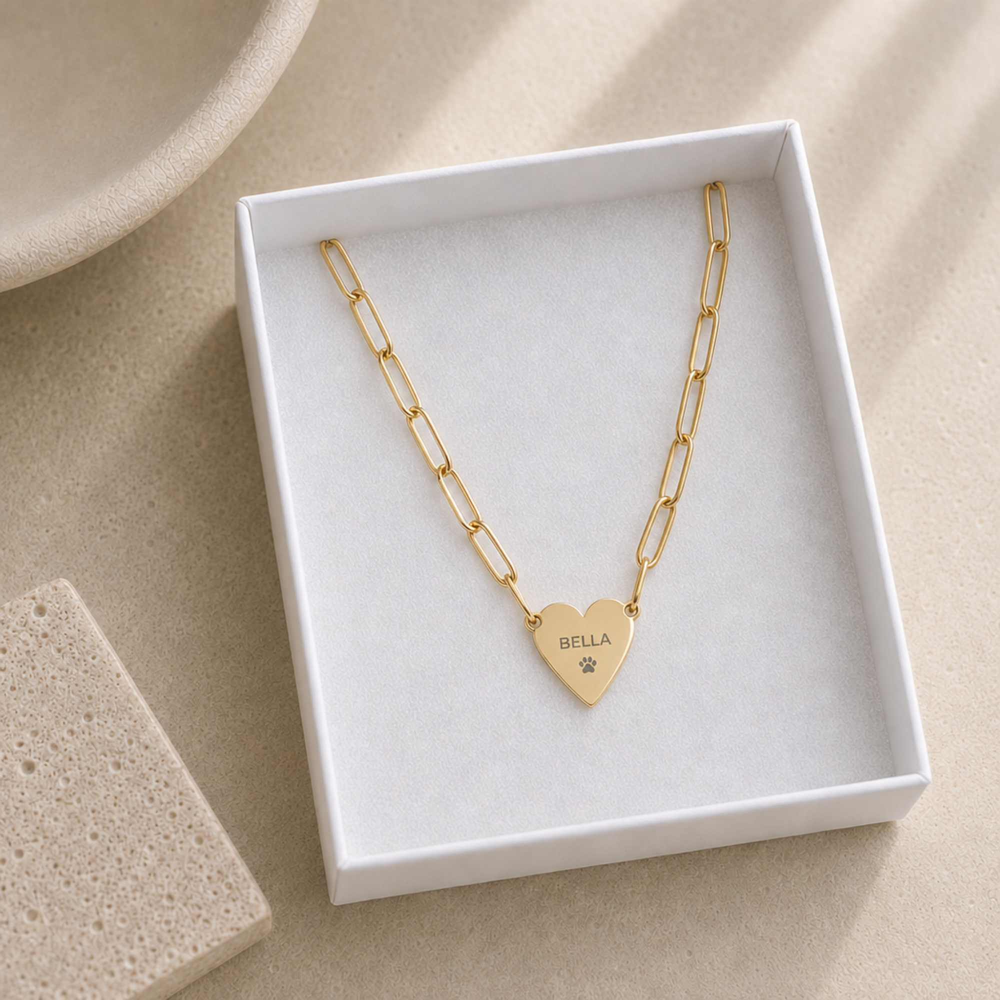 Personalized Paw Heart Necklace, Puppy Paw Pendant, Pawprint Necklace