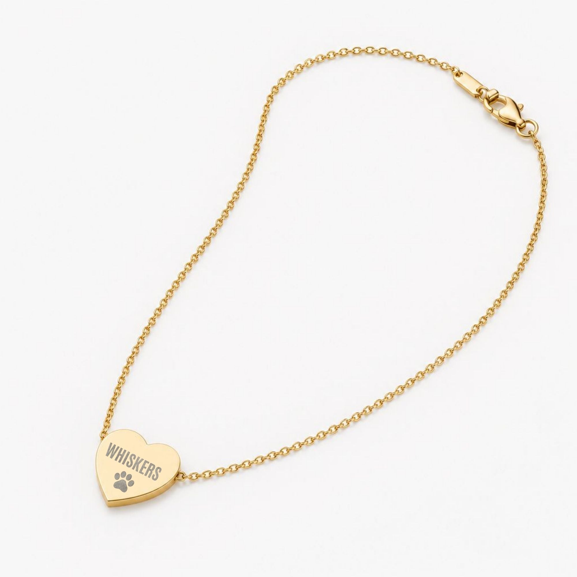 Personalized Pawprint Necklace, Paw Heart Necklace, Puppy Paw Pendant