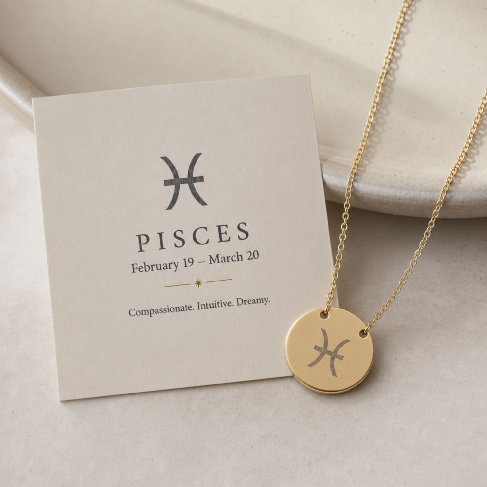Pisces Zodiac Jewelry, Pisces Symbol Necklace, Pisces Coin Pendant, Pisces Coin Necklace