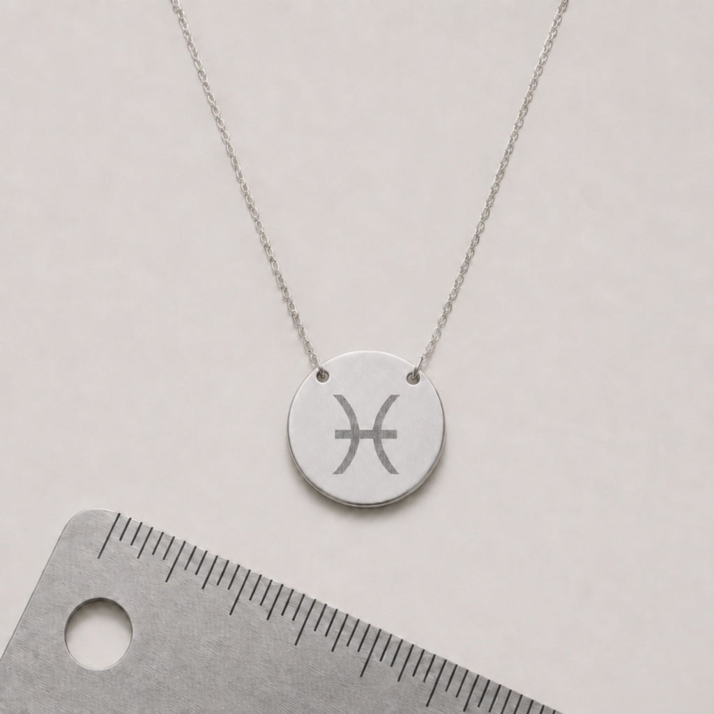 Pisces Zodiac Jewelry, Pisces Symbol Necklace, Pisces Coin Pendant, Pisces Coin Necklace