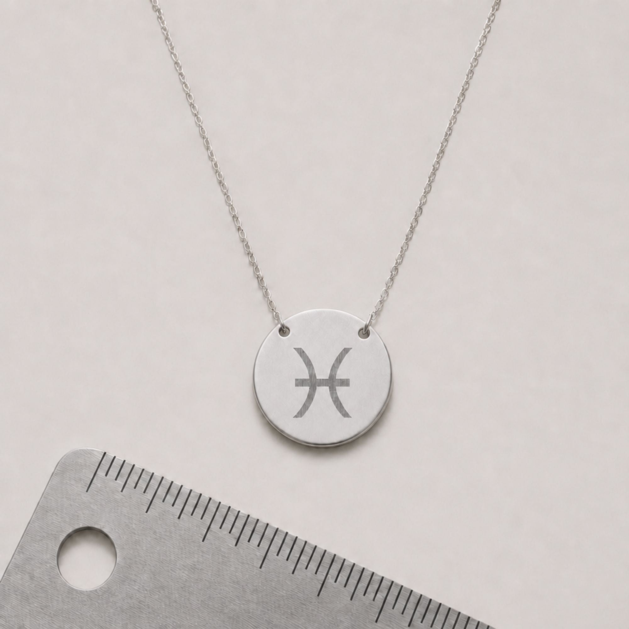 Pisces Zodiac Jewelry, Pisces Symbol Necklace, Pisces Coin Pendant, Pisces Coin Necklace