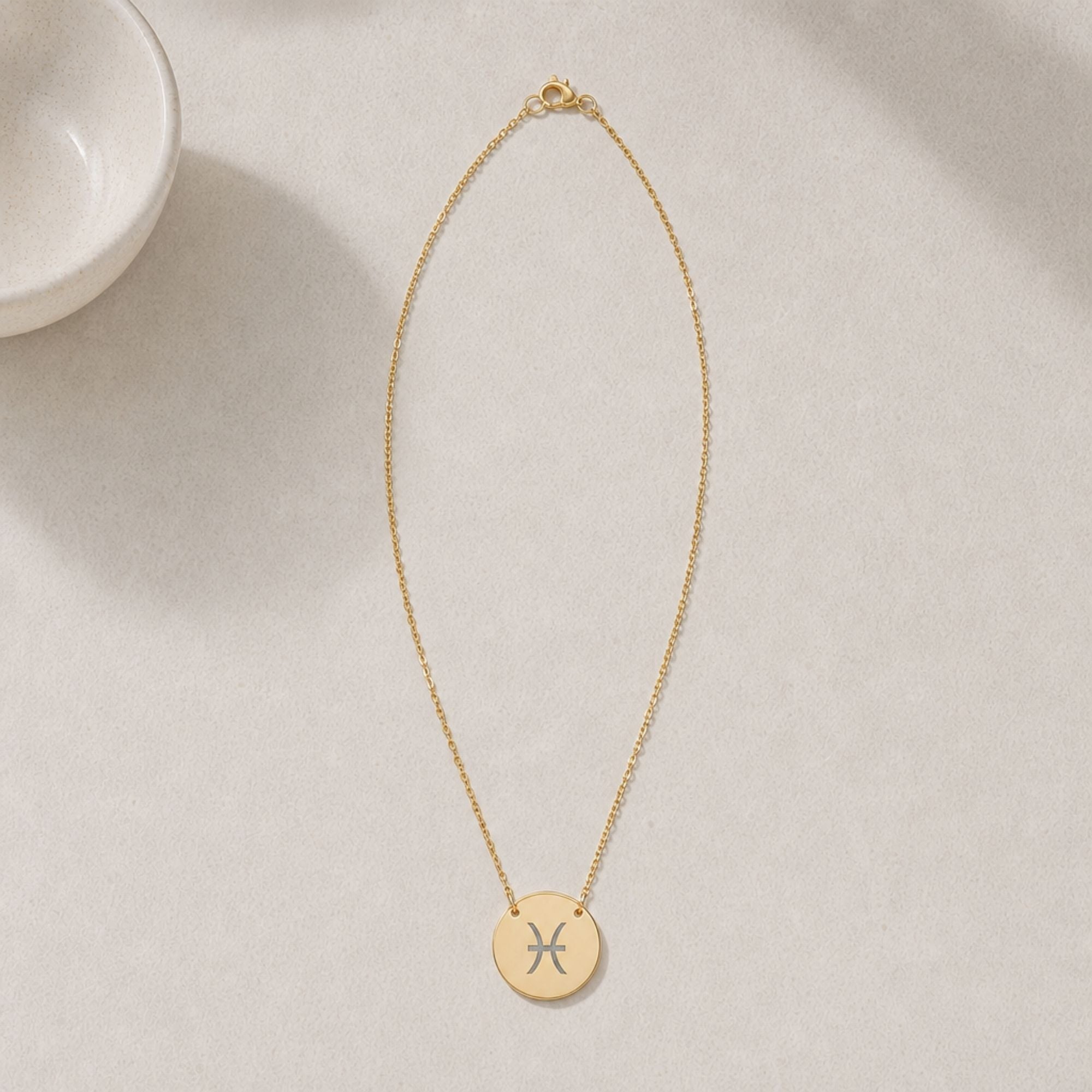 Pisces Zodiac Jewelry, Pisces Symbol Necklace, Pisces Coin Pendant, Pisces Coin Necklace