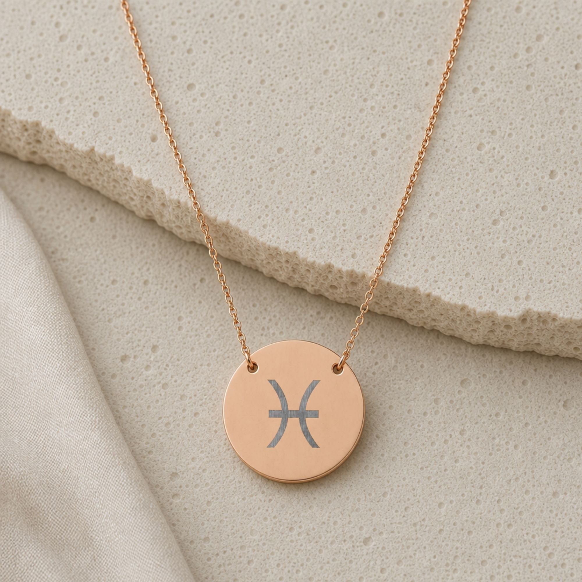 Pisces Zodiac Jewelry, Pisces Symbol Necklace, Pisces Coin Pendant, Pisces Coin Necklace