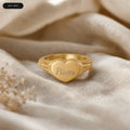 Pisces Heart Signet Ring - zodiac engraved pendant with date range