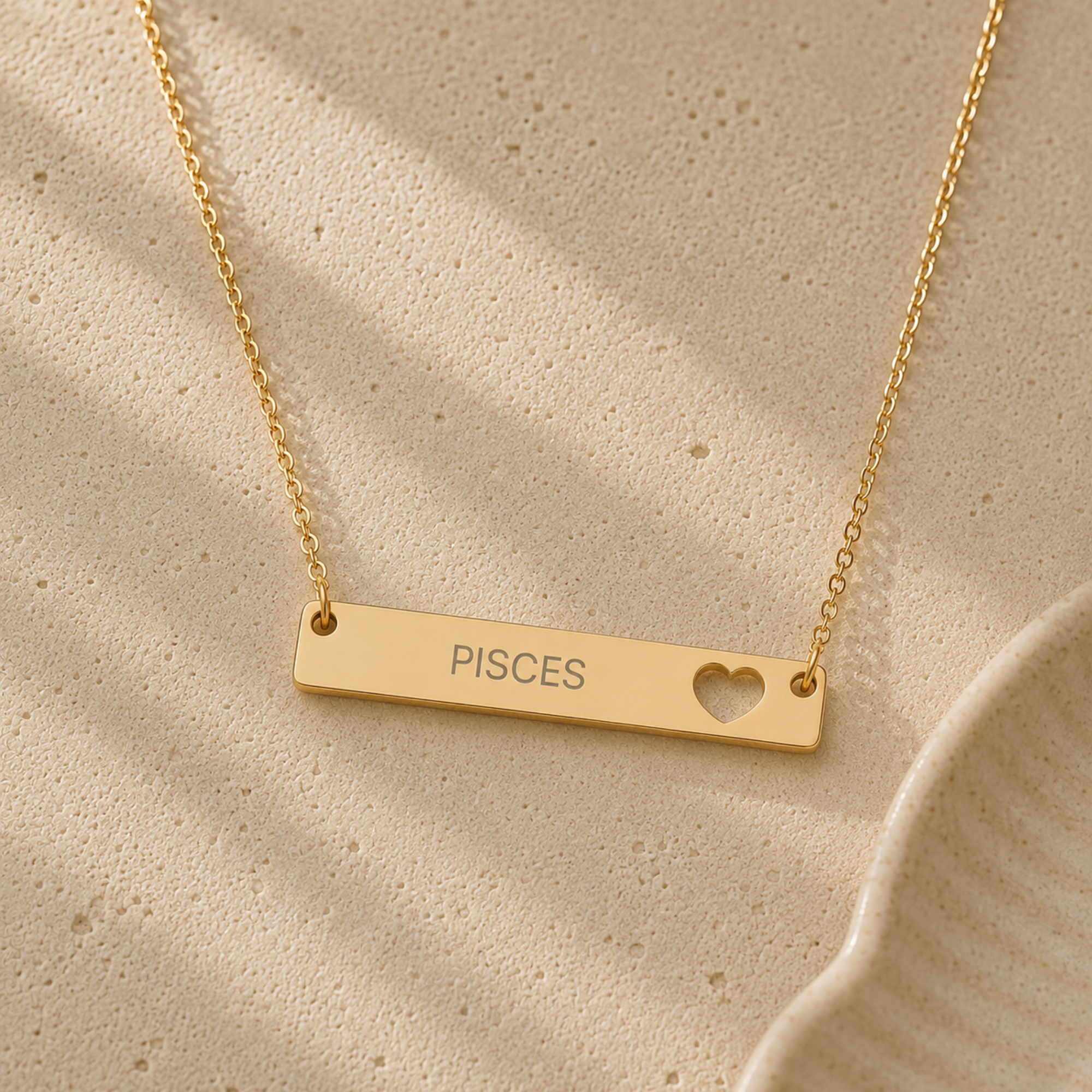 Pisces Pendant, Zodiac Bar Necklace, Birth Sign Necklace, Nontarnish Necklace