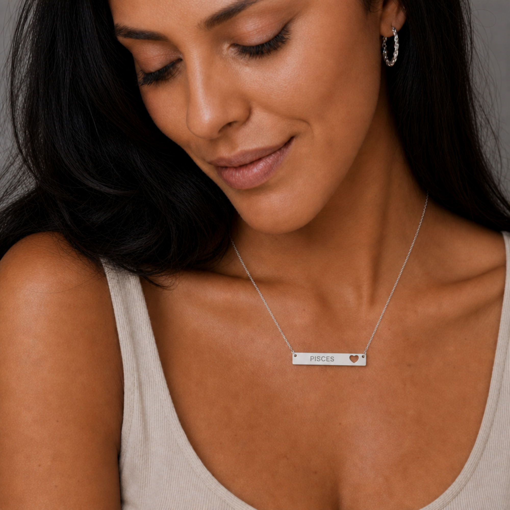 Pisces Pendant, Zodiac Bar Necklace, Birth Sign Necklace, Nontarnish Necklace