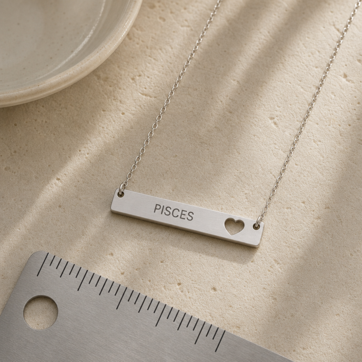 Pisces Pendant, Zodiac Bar Necklace, Birth Sign Necklace, Nontarnish Necklace