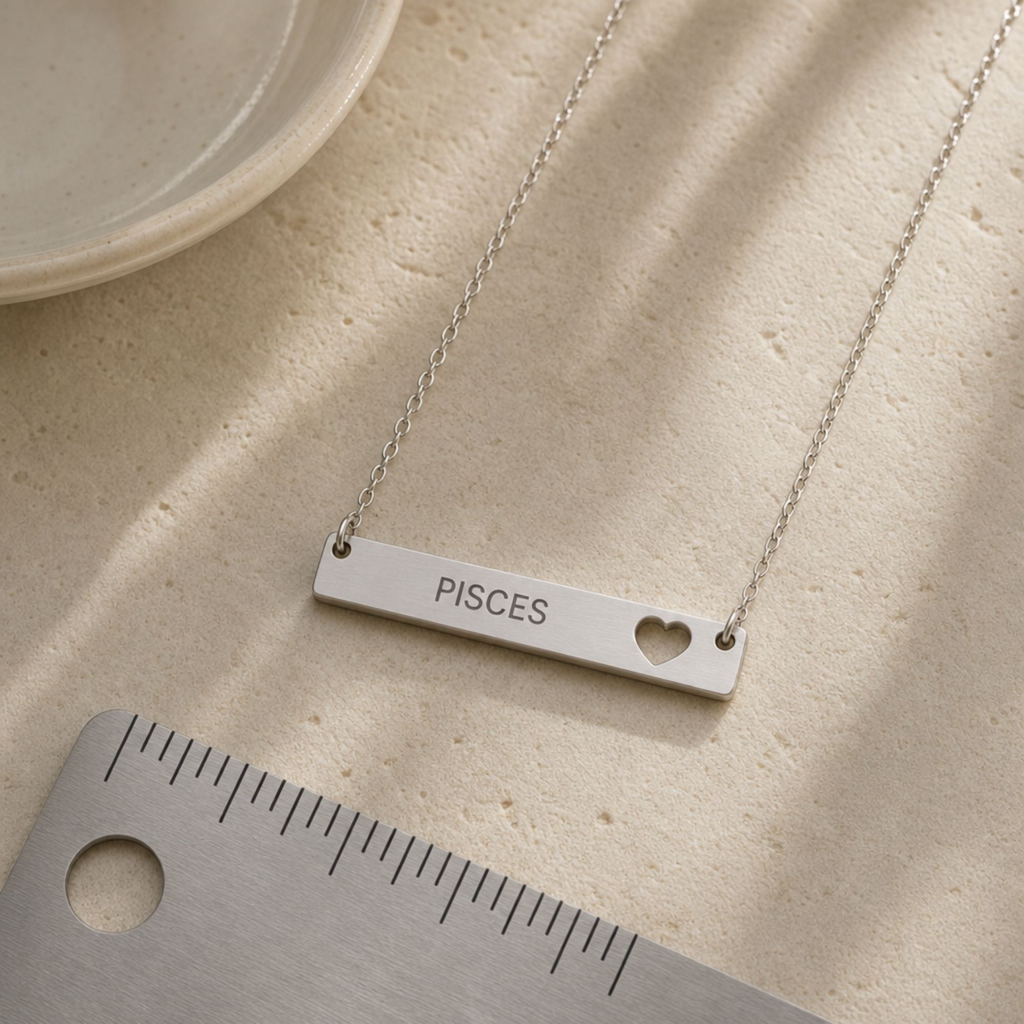 Pisces Pendant, Zodiac Bar Necklace, Birth Sign Necklace, Nontarnish Necklace