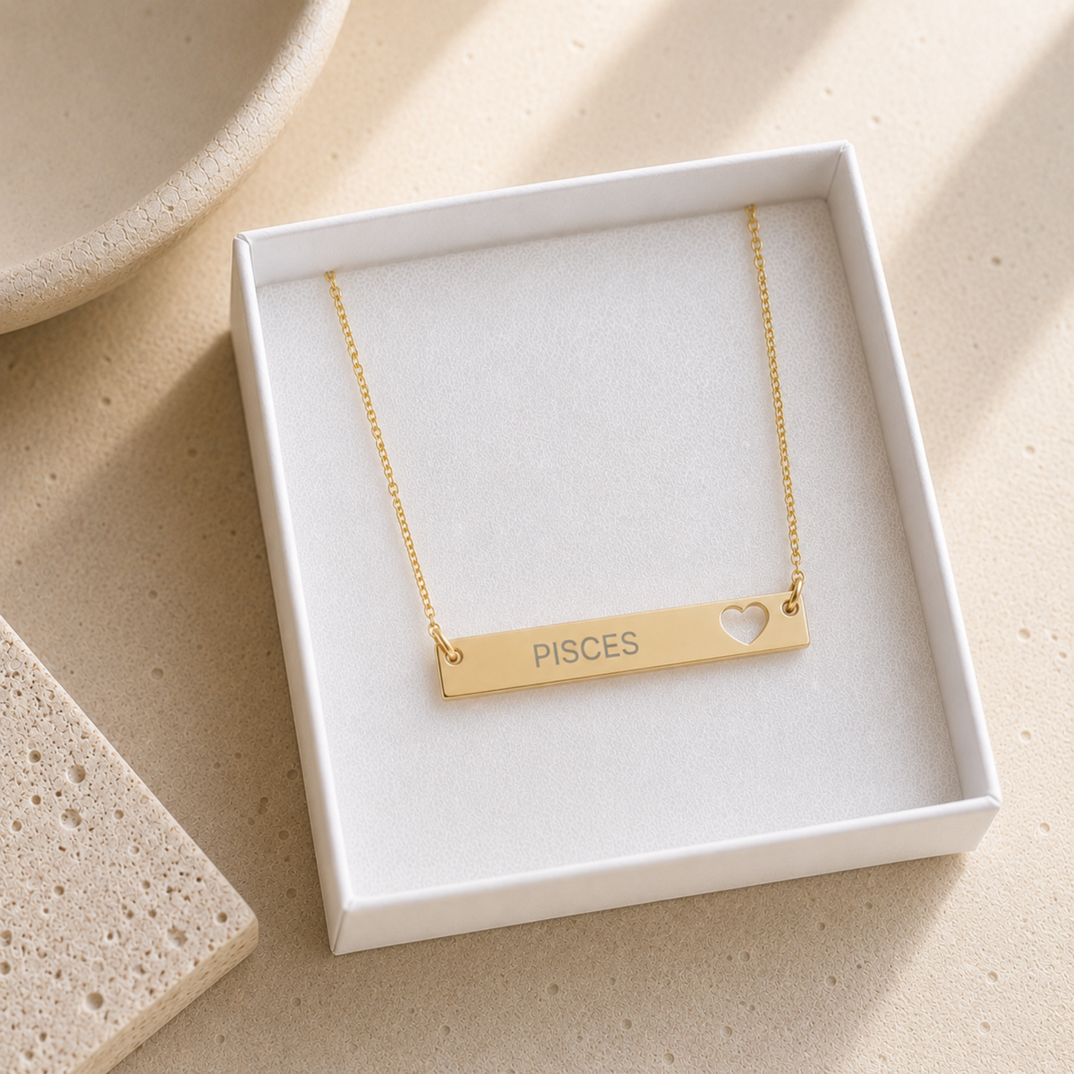 Pisces Pendant, Zodiac Bar Necklace, Birth Sign Necklace, Nontarnish Necklace