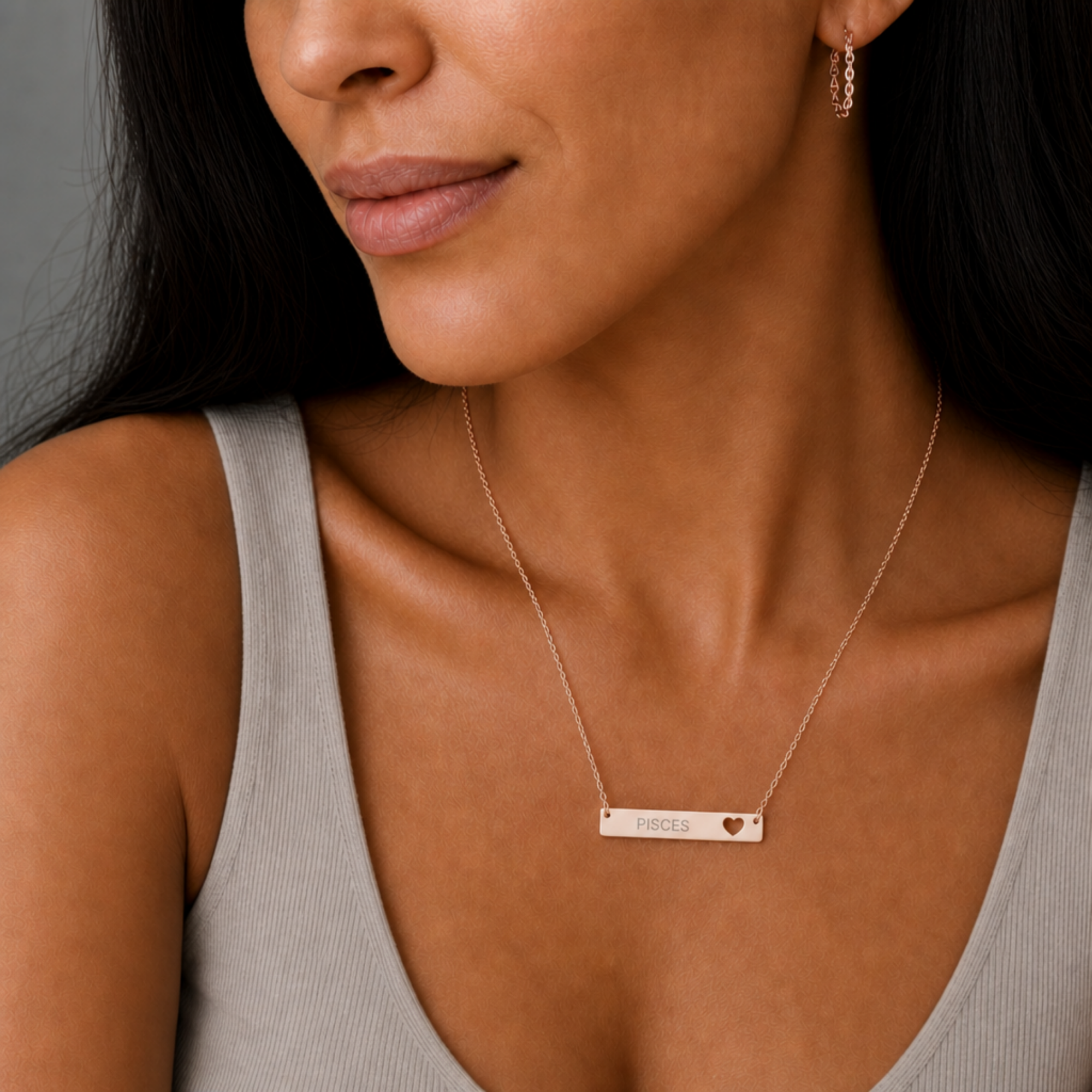 Pisces Pendant, Zodiac Bar Necklace, Birth Sign Necklace, Nontarnish Necklace
