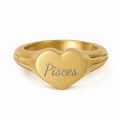 Pisces Signet Ring, Pisces Ring, Star Signet Ring, Heart Signet Ring
