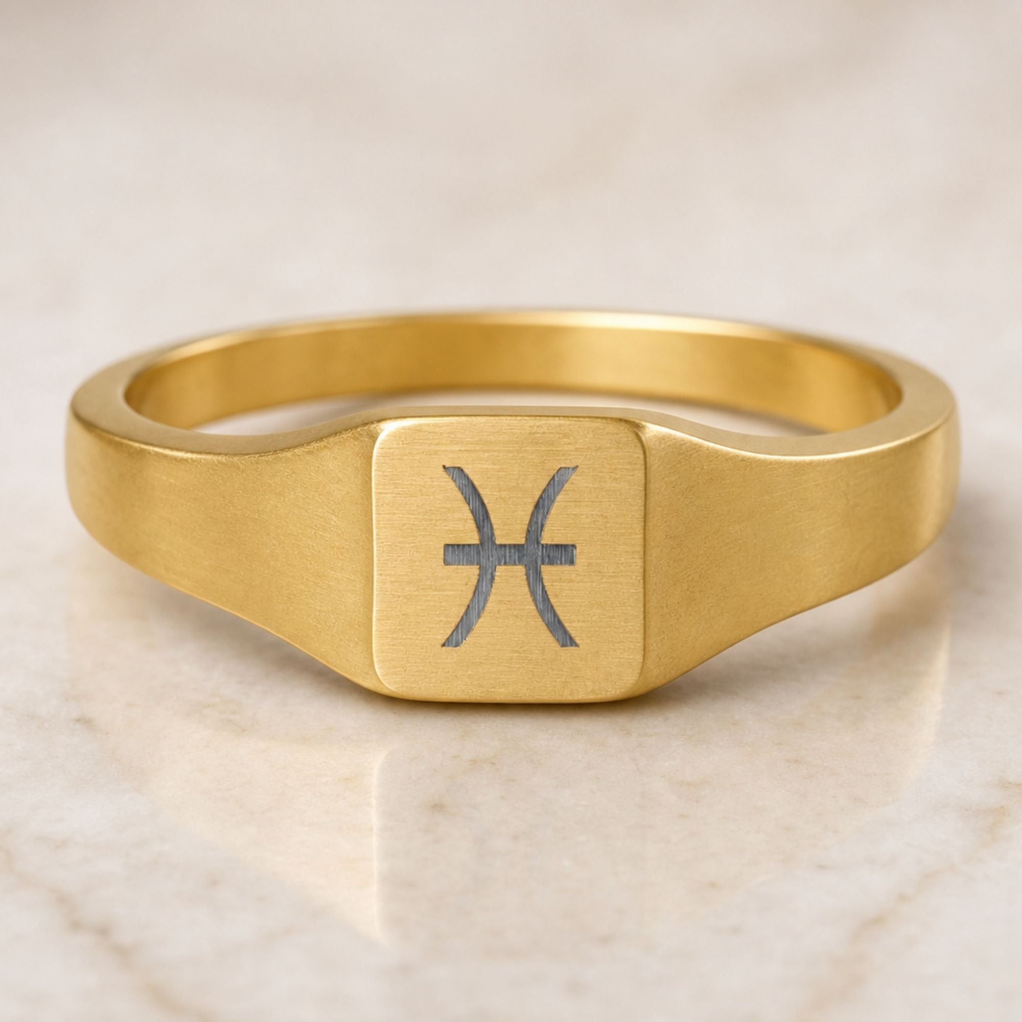 Pisces Signet Ring, Pisces Ring, Zodiac Signet Ring, Square Signet Ring