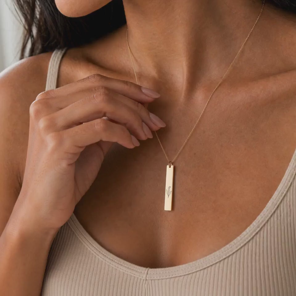 Lily of the Valley Necklace, May Flower Necklace, Dainty Lily Necklace, Thin Bar Necklace