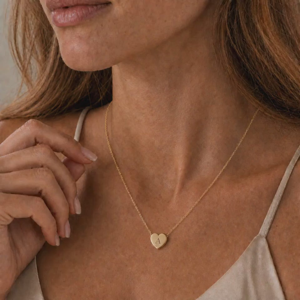 Heart Initial Pendant Necklace - Personalized One or Two Initial Necklace
