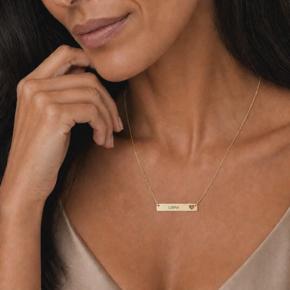 Libra Birthday Necklace, Zodiac Bar Necklace, Birth Sign Necklace, Nontarnish Necklace
