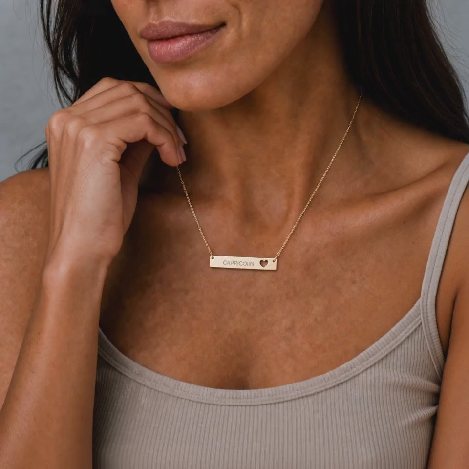 Zodiac Bar Necklace, Capricorn Necklace, Birth Sign Necklace, Nontarnish Necklace