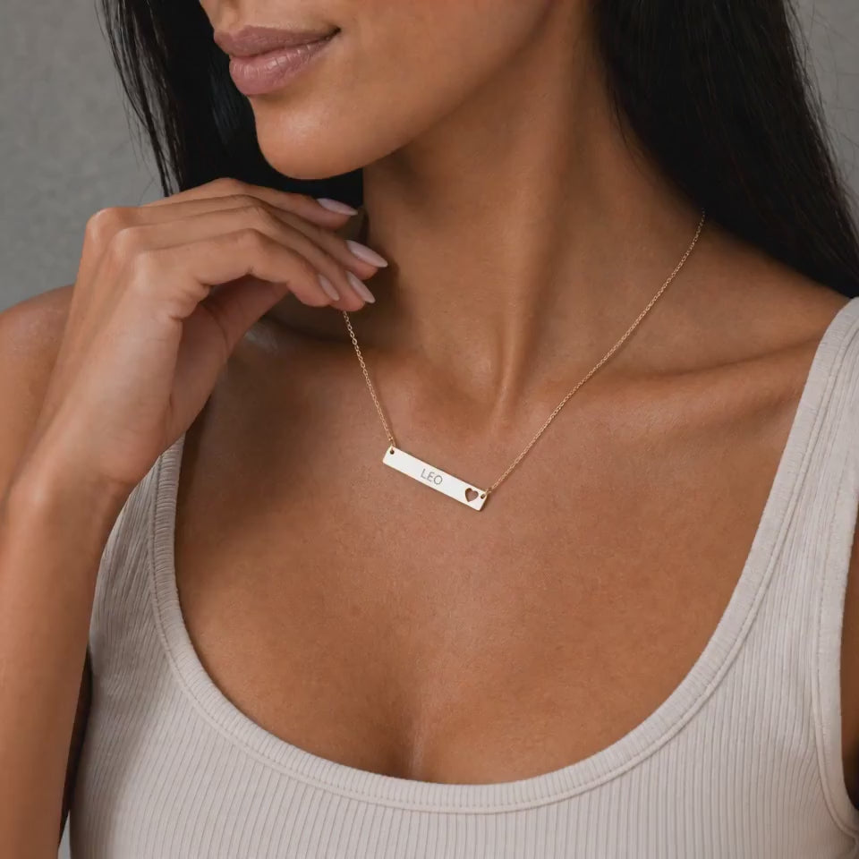Leo Zodiac Pendant, Zodiac Bar Necklace, Birth Sign Necklace, Nontarnish Necklace