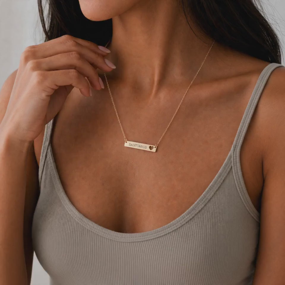 Sagittarius Pendant, Sagittarius Necklace, Zodiac Bar Necklace, Birth Sign Necklace