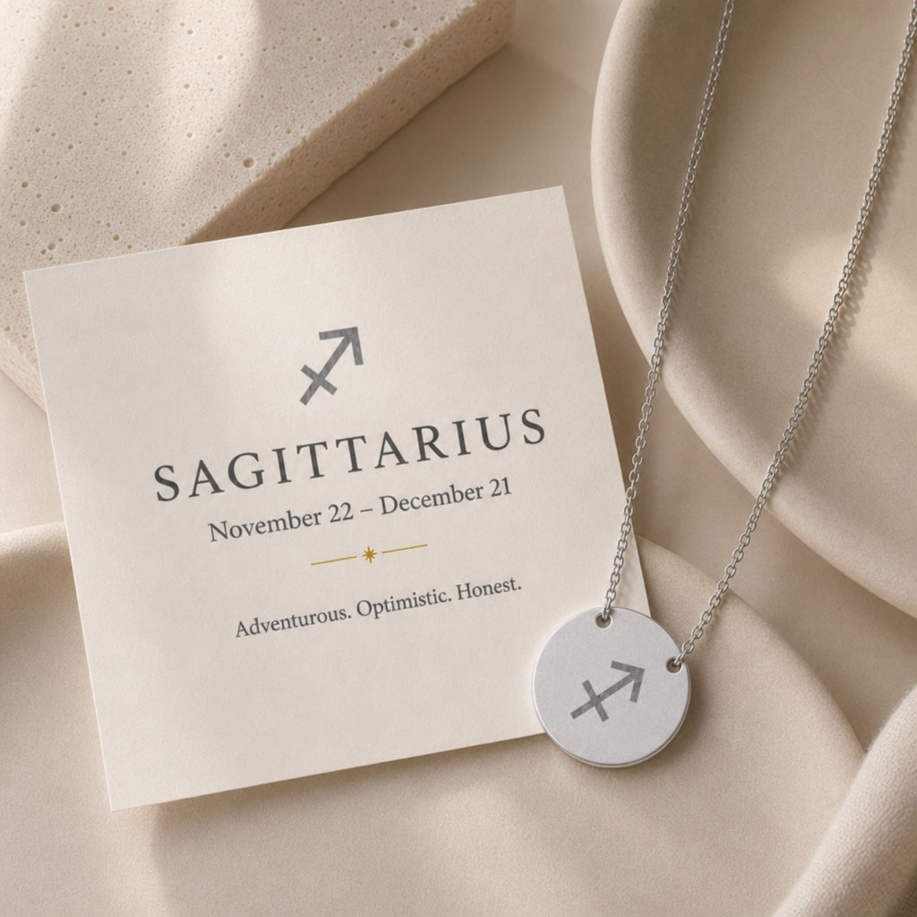 Sagittarius Coin Necklace, Zodiac Coin Pendant, Birth Sign Necklace