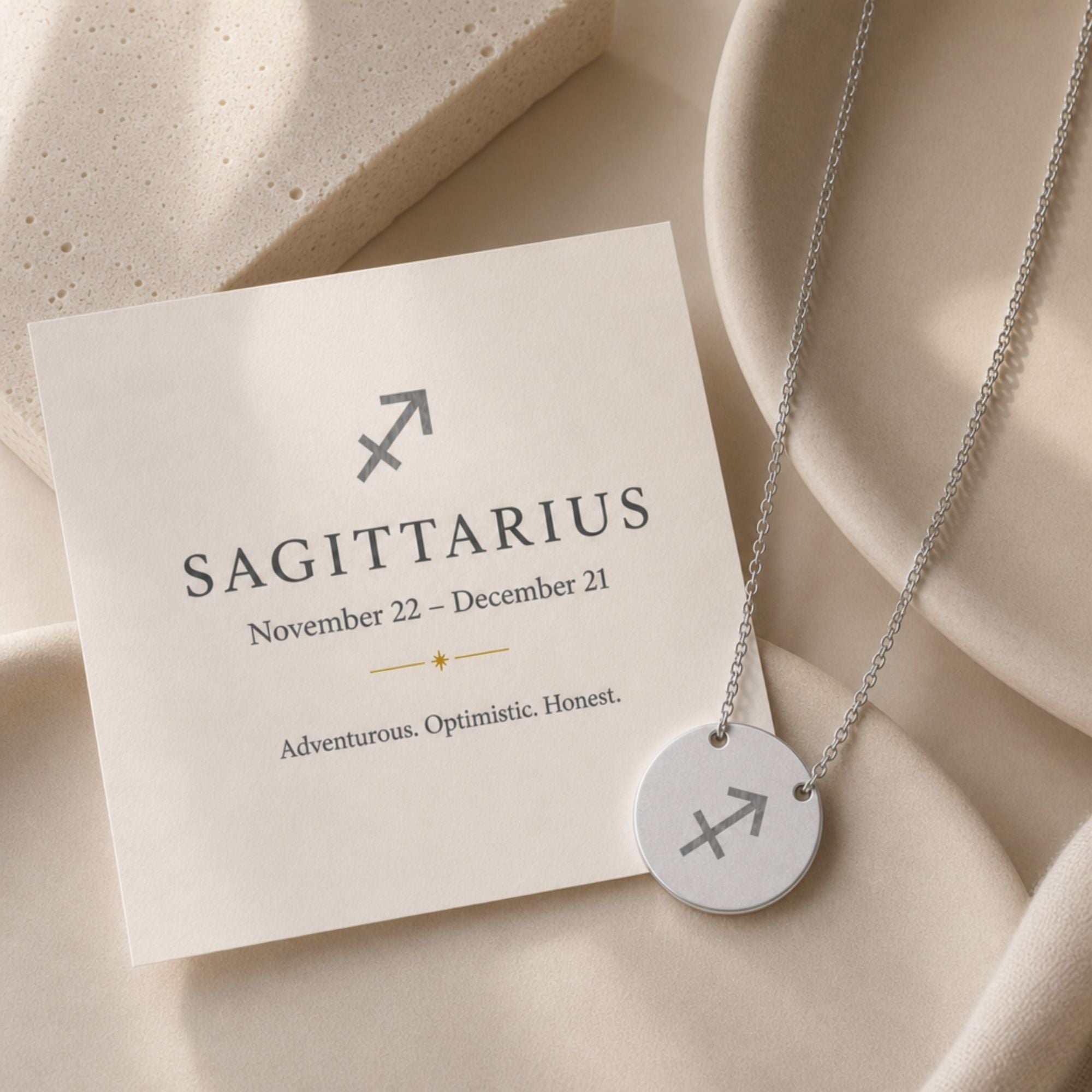 Sagittarius Coin Necklace, Zodiac Coin Pendant, Birth Sign Necklace