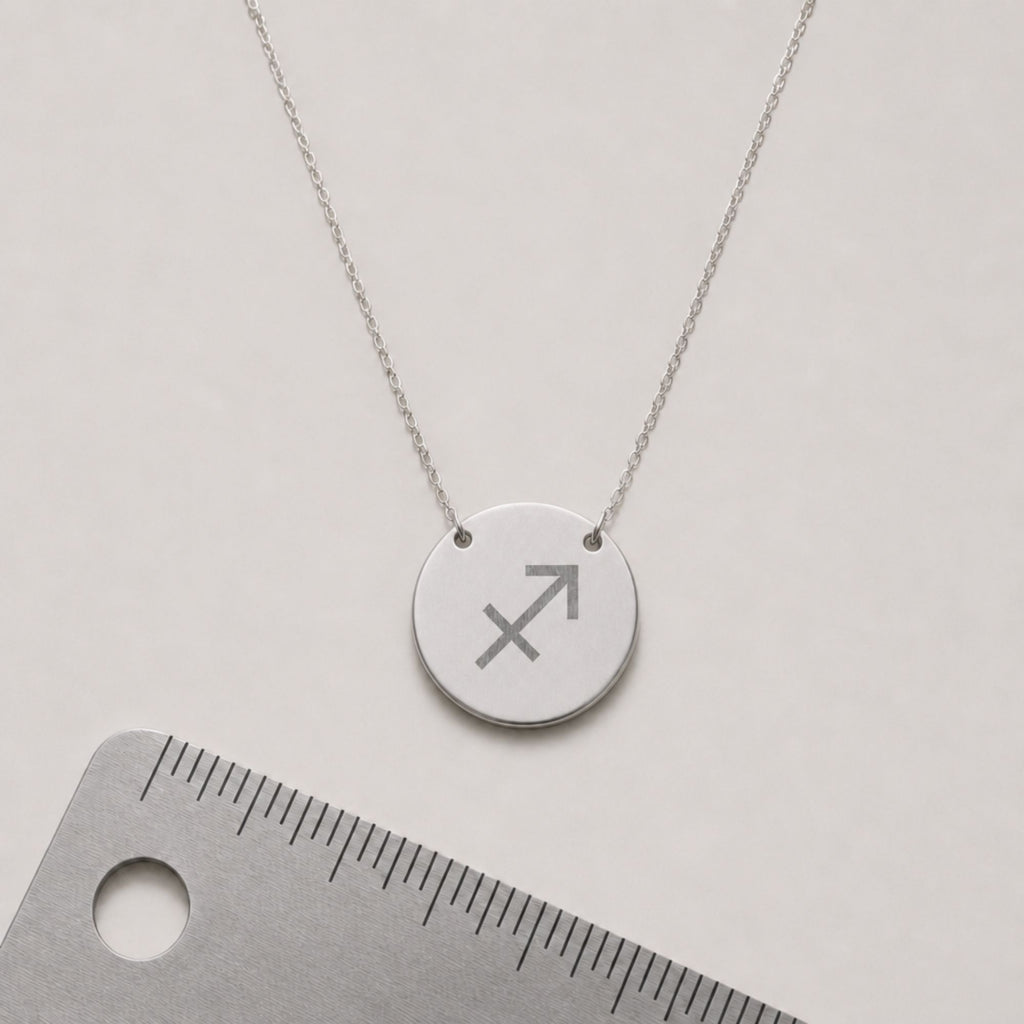 Sagittarius Coin Necklace, Zodiac Coin Pendant, Birth Sign Necklace
