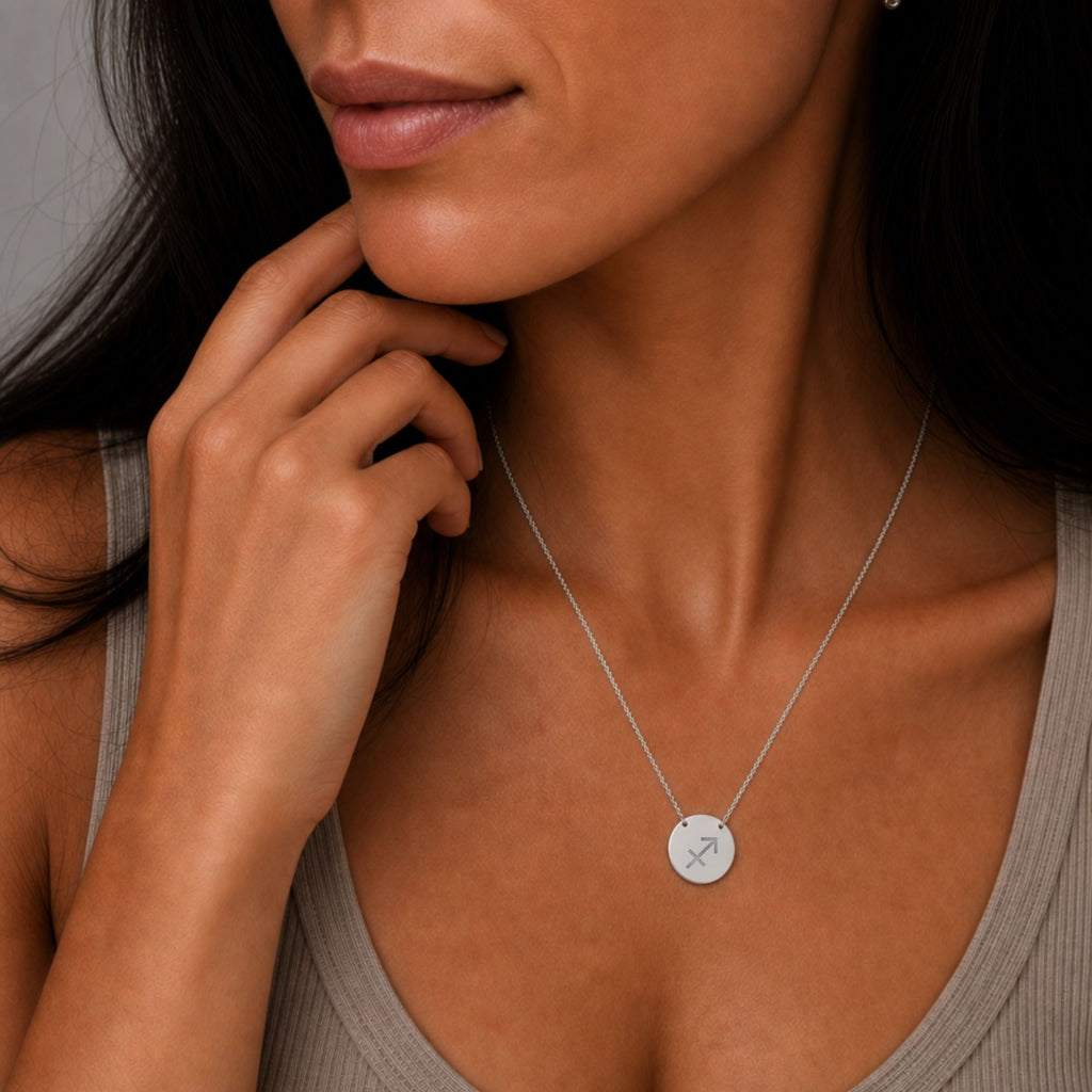 Sagittarius Coin Necklace, Zodiac Coin Pendant, Birth Sign Necklace