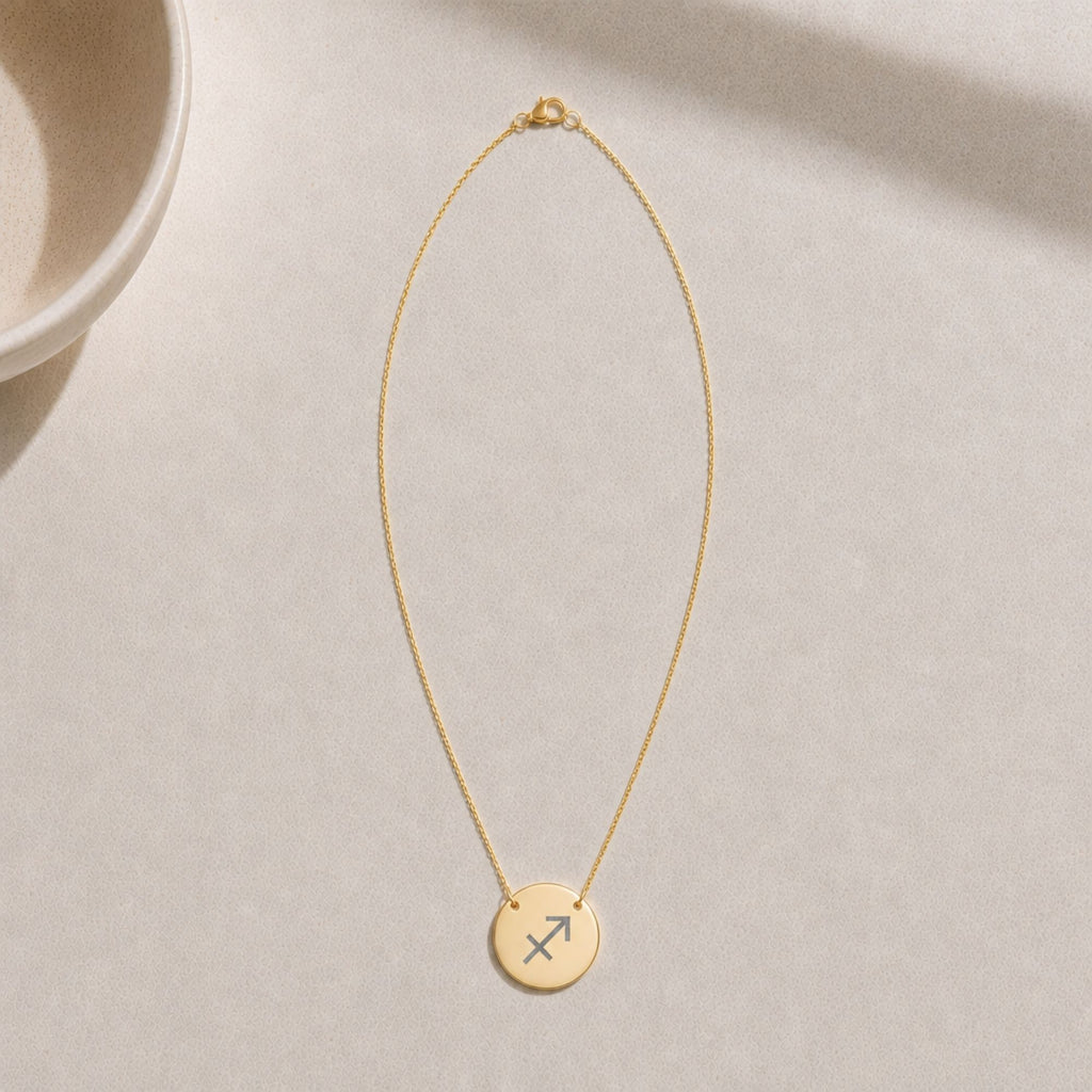 Sagittarius Coin Necklace, Zodiac Coin Pendant, Birth Sign Necklace