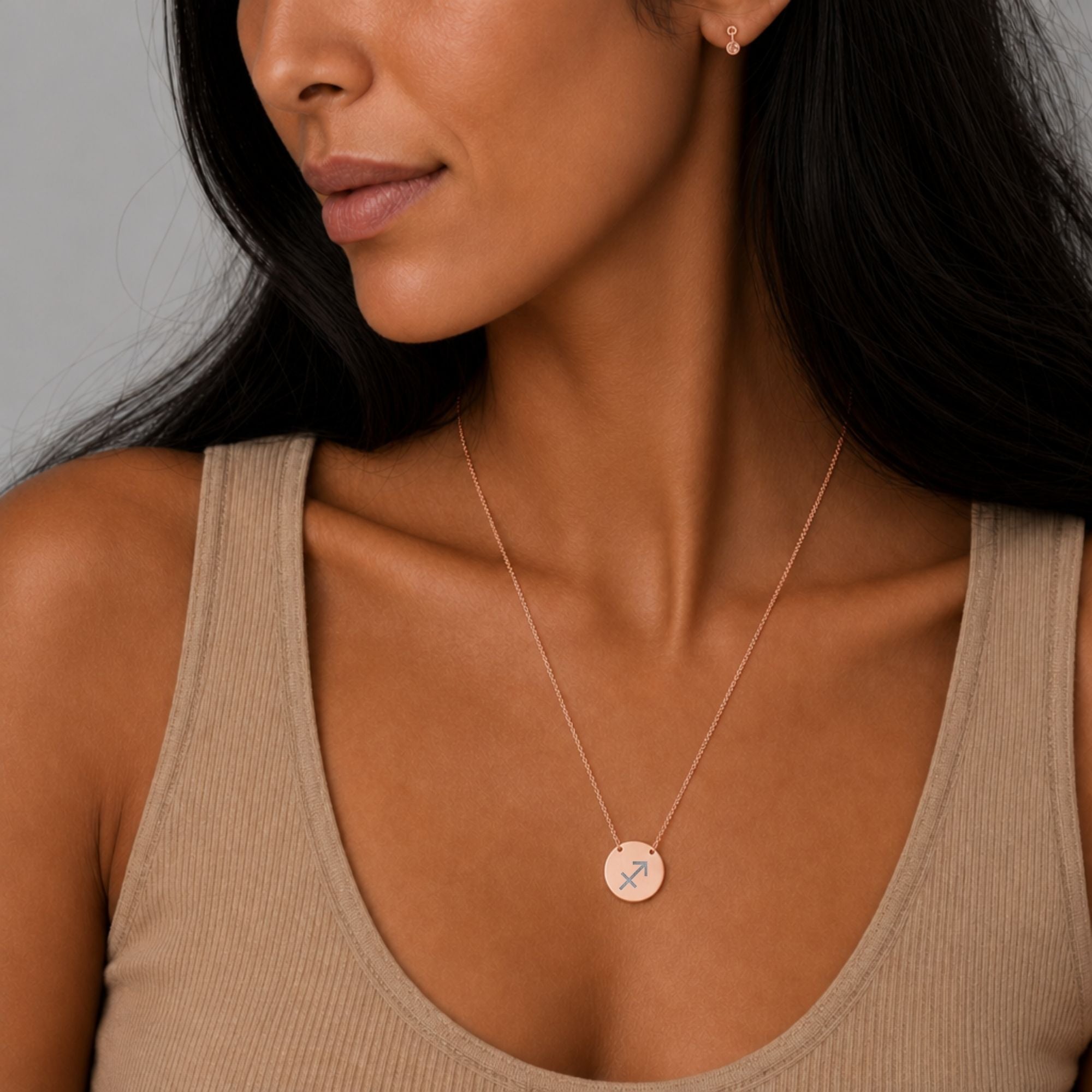 Sagittarius Coin Necklace, Zodiac Coin Pendant, Birth Sign Necklace