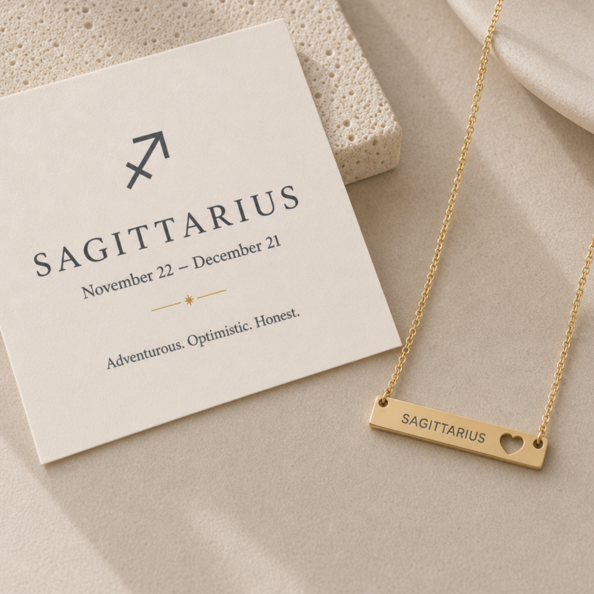 Sagittarius Pendant, Sagittarius Necklace, Zodiac Bar Necklace, Birth Sign Necklace