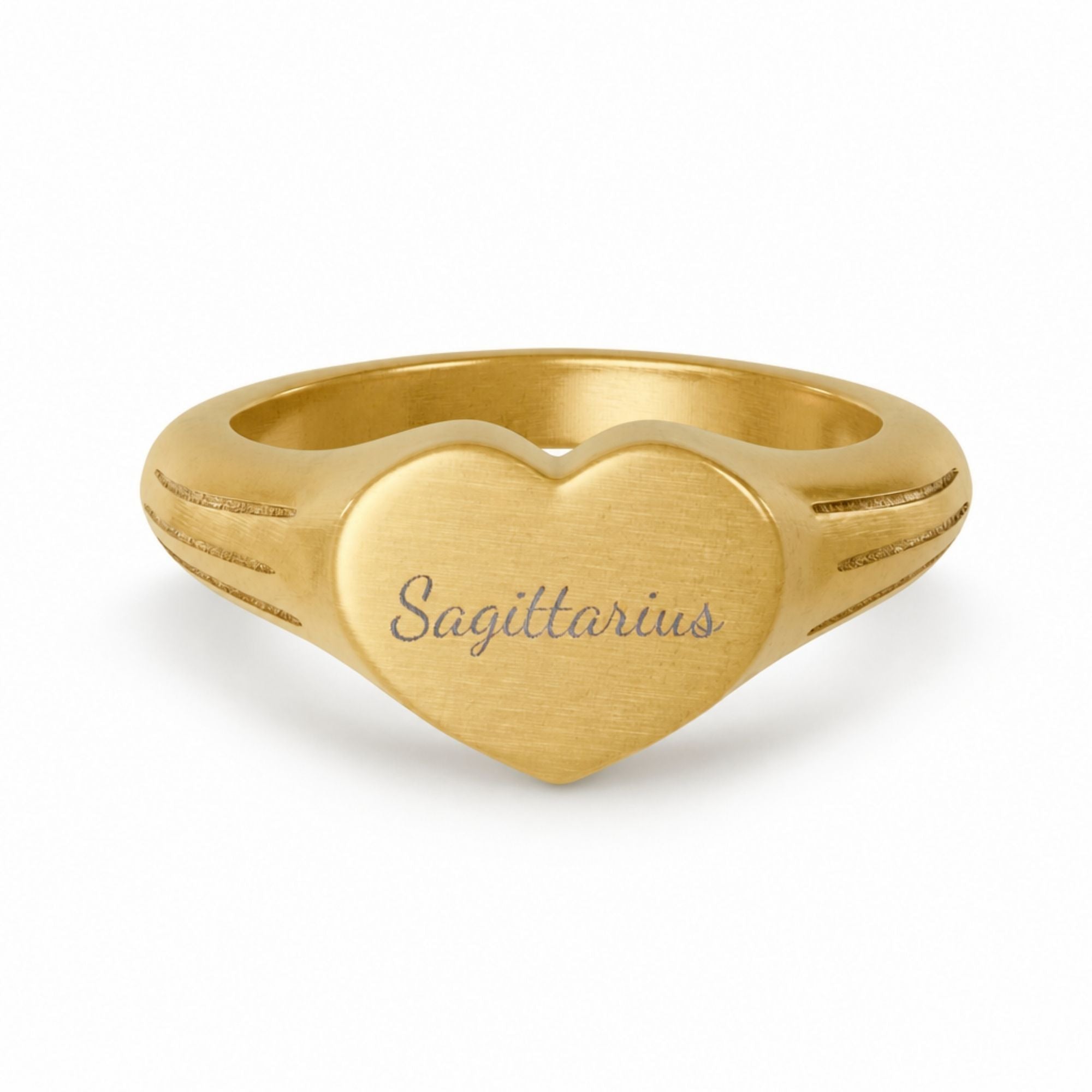 Sagittarius Ring, Star Signet Ring, Heart Signet Ring, Zodiac Signet Ring