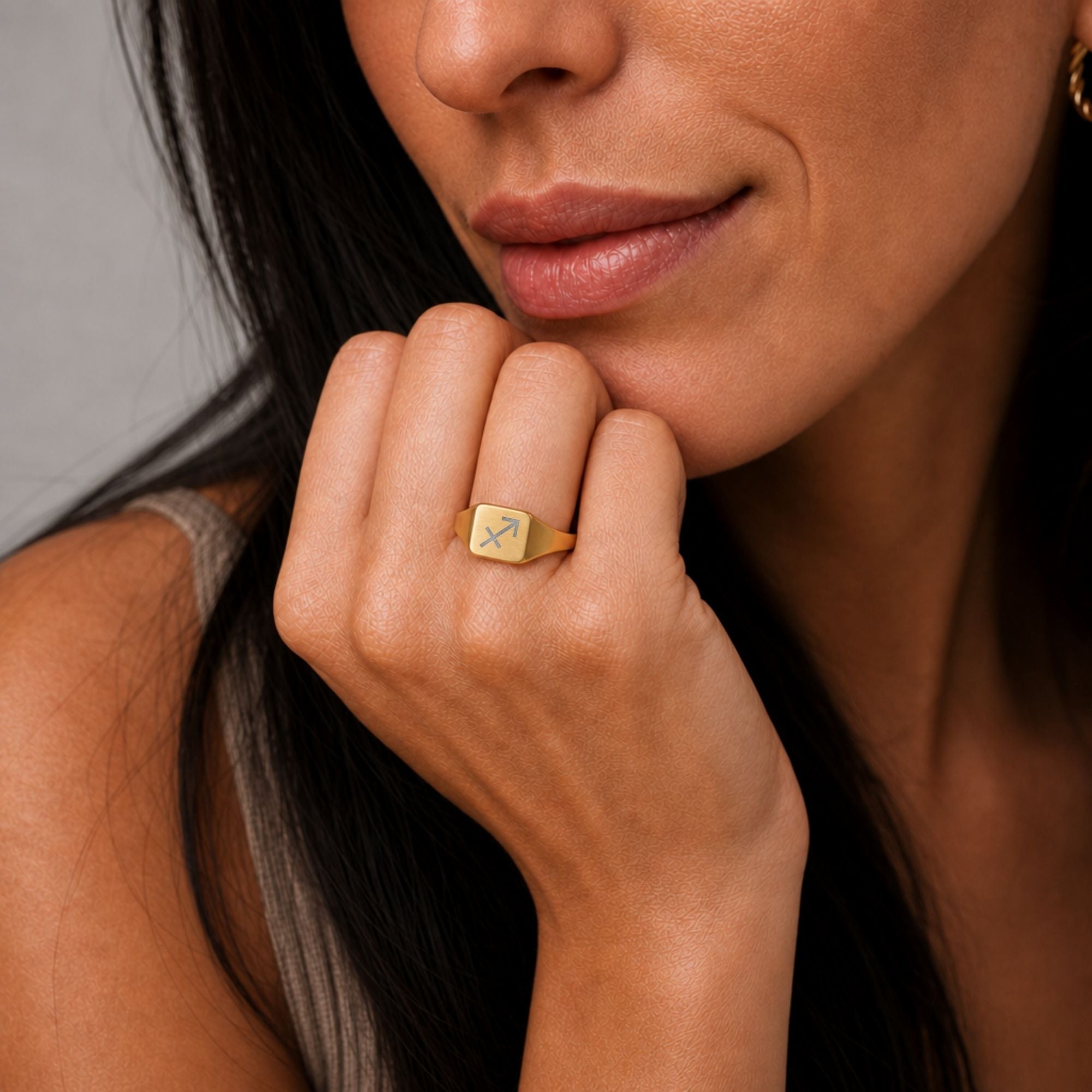 Sagittarius Ring, Zodiac Signet Ring, Square Signet Ring, Star Signet Ring