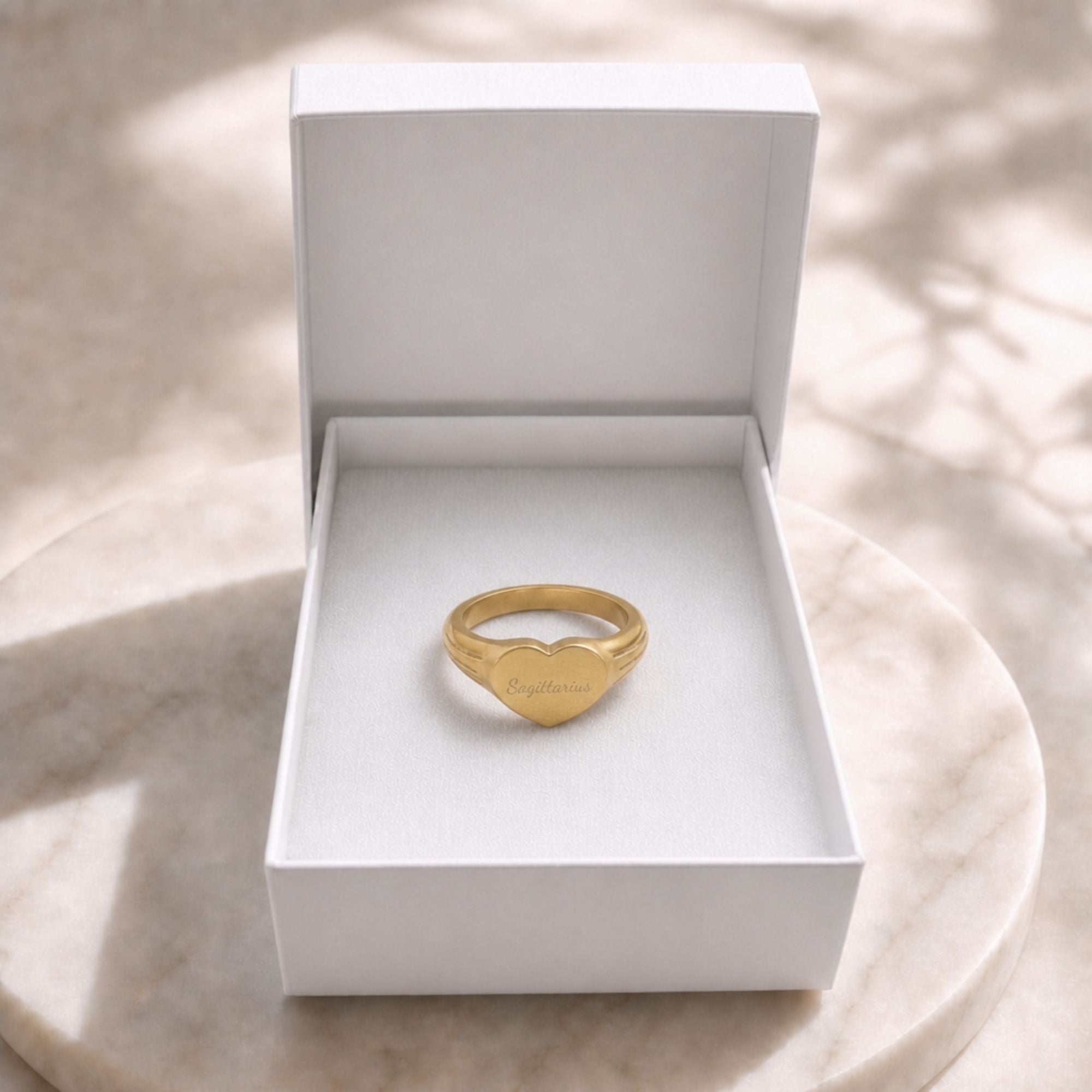 Sagittarius Ring, Star Signet Ring, Heart Signet Ring, Zodiac Signet Ring