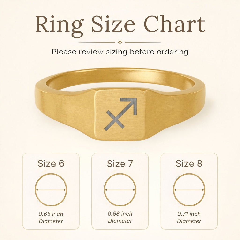 Sagittarius Ring, Zodiac Signet Ring, Square Signet Ring, Star Signet Ring