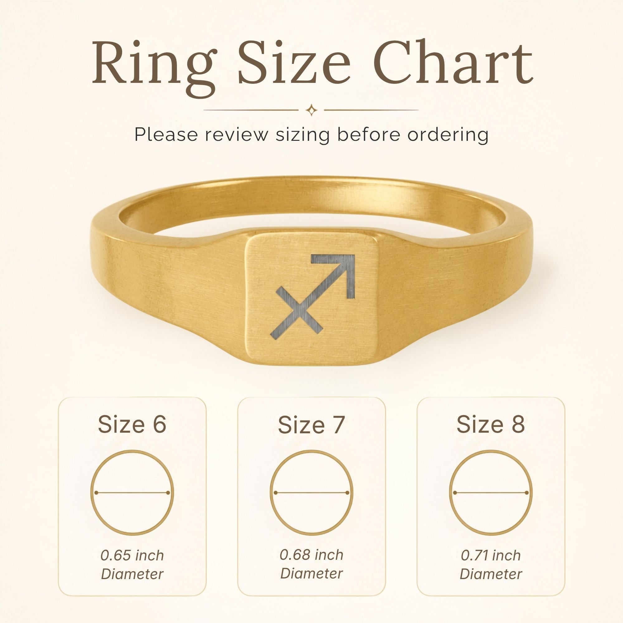 Sagittarius Ring, Zodiac Signet Ring, Square Signet Ring, Star Signet Ring