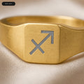 Sagittarius Square Ring - zodiac engraved pendant with date range