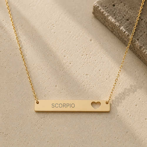 Scorpio Gift For Her, Scorpio Pendant, Zodiac Bar Necklace, Birth Sign Necklace