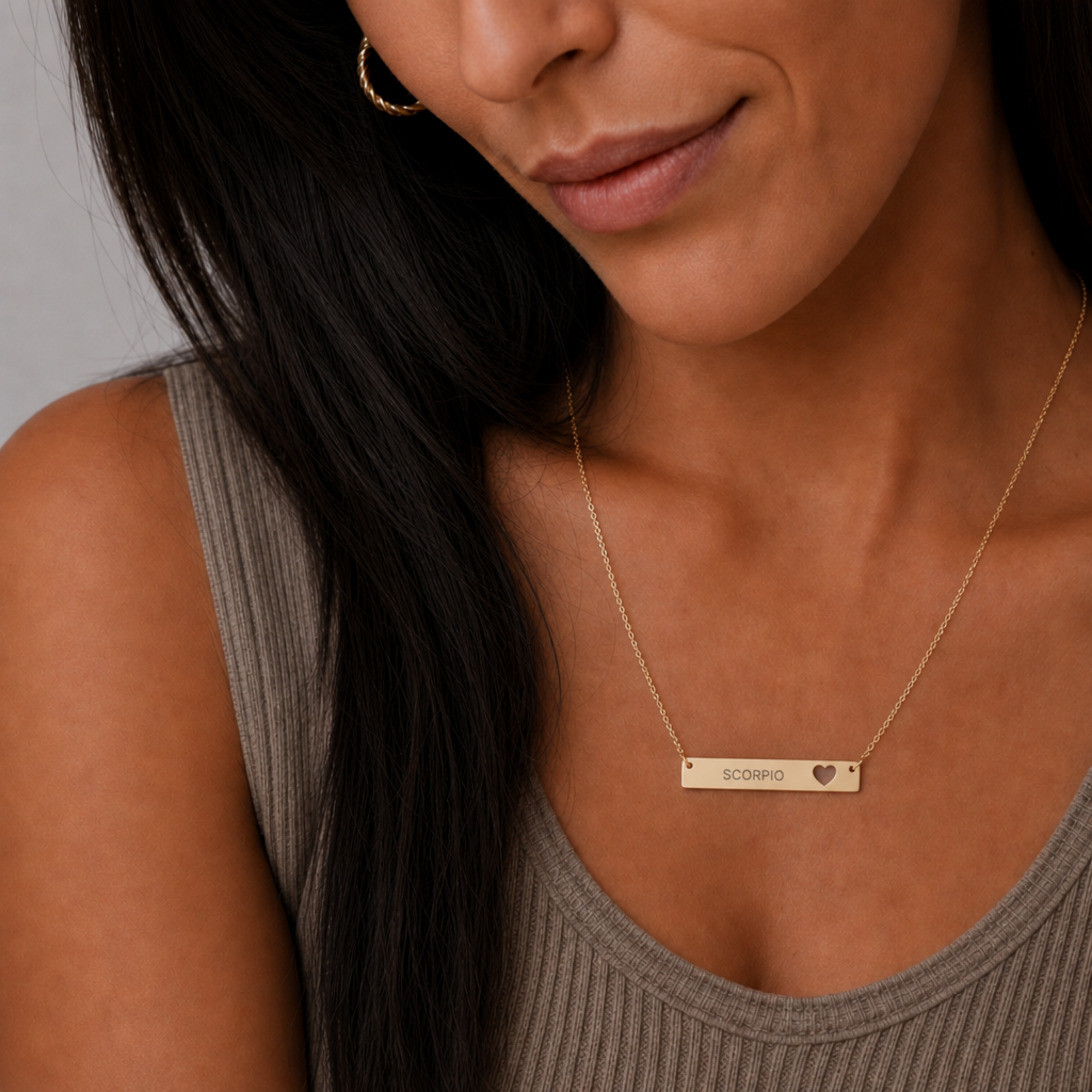 Scorpio Gift For Her, Scorpio Pendant, Zodiac Bar Necklace, Birth Sign Necklace