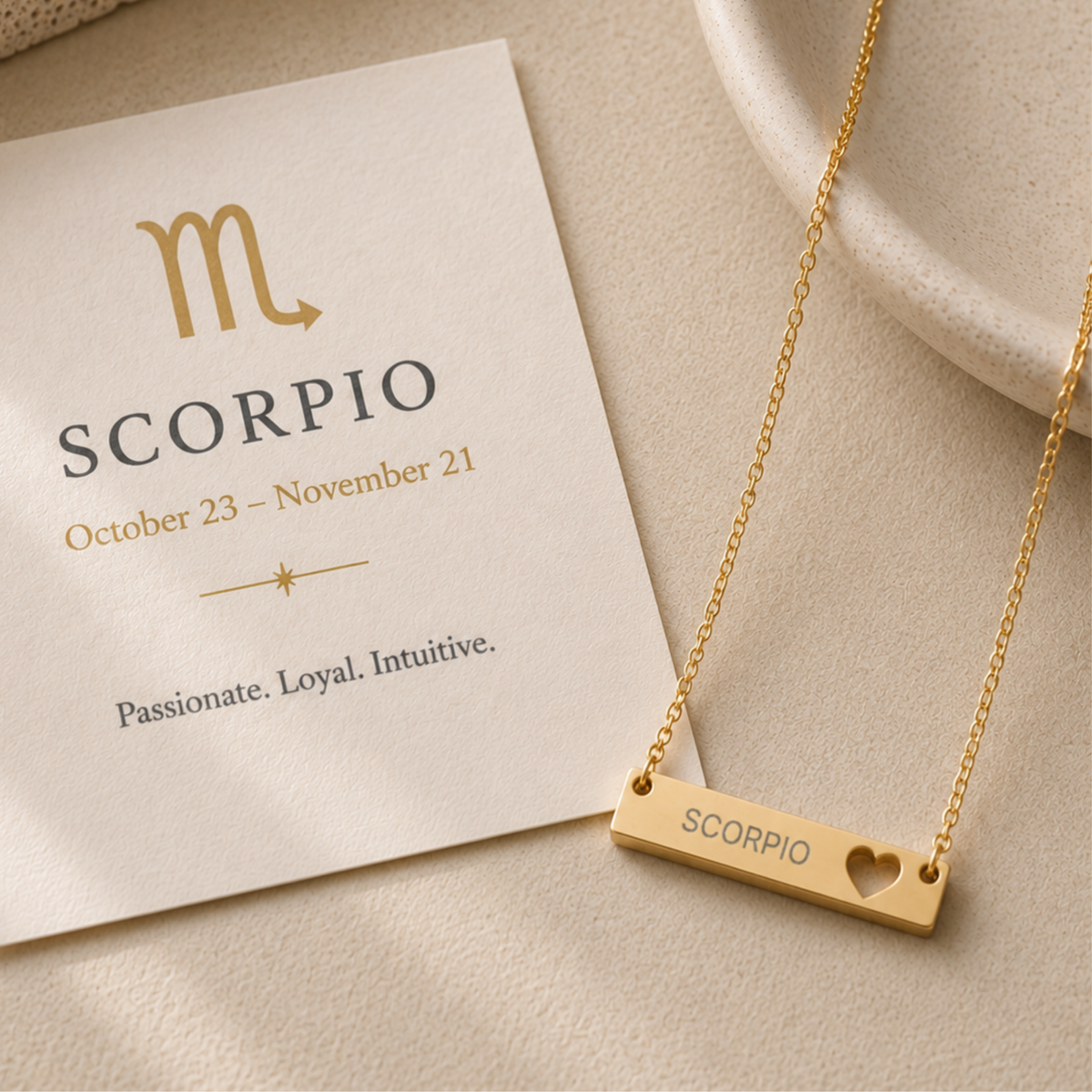 Scorpio Gift For Her, Scorpio Pendant, Zodiac Bar Necklace, Birth Sign Necklace