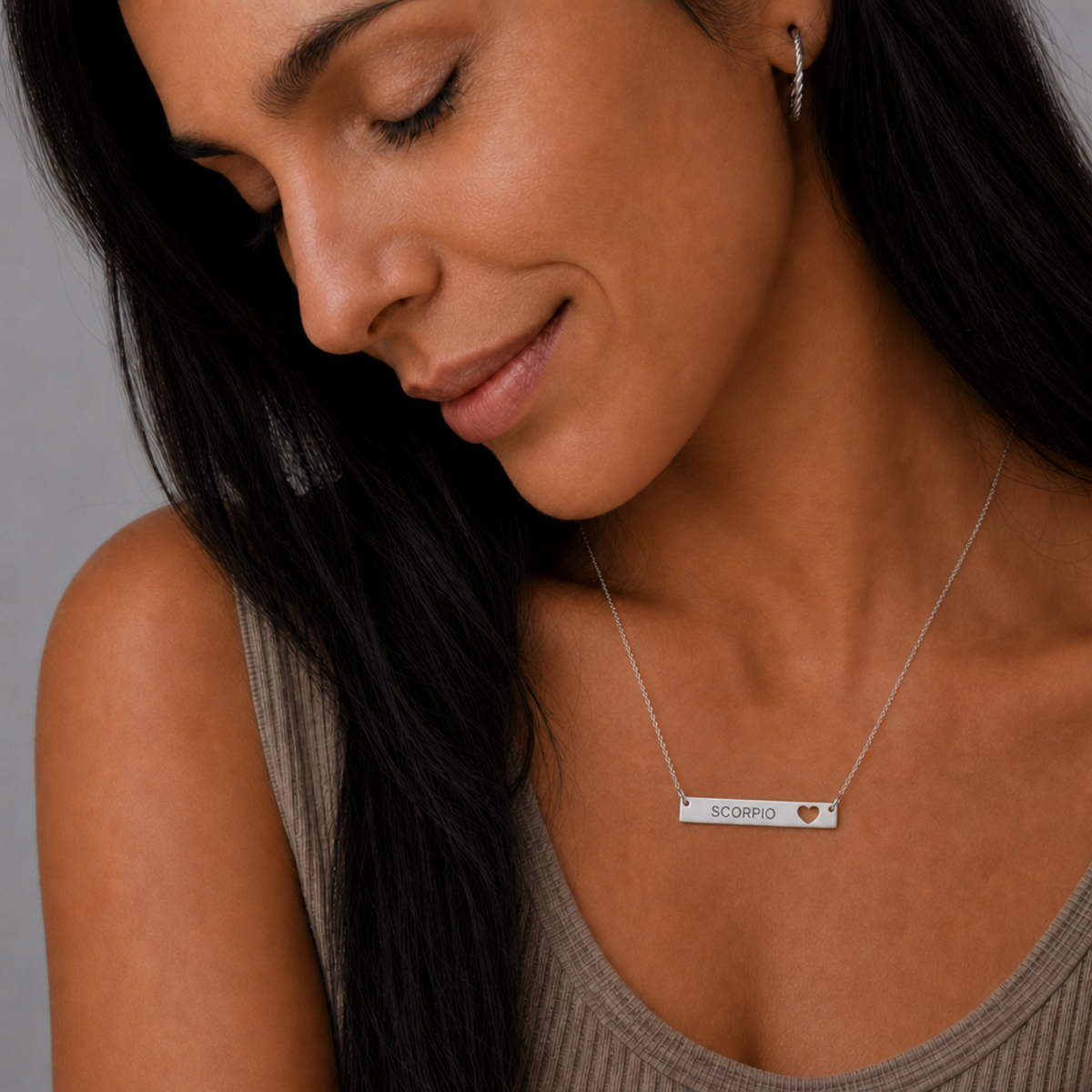 Scorpio Gift For Her, Scorpio Pendant, Zodiac Bar Necklace, Birth Sign Necklace
