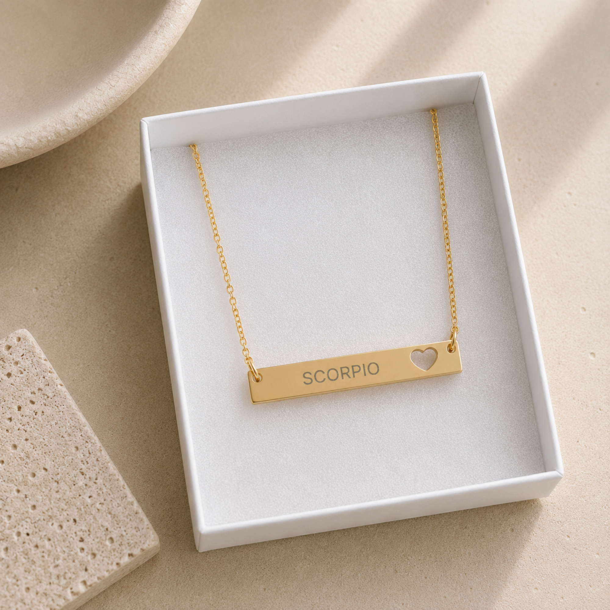 Scorpio Gift For Her, Scorpio Pendant, Zodiac Bar Necklace, Birth Sign Necklace