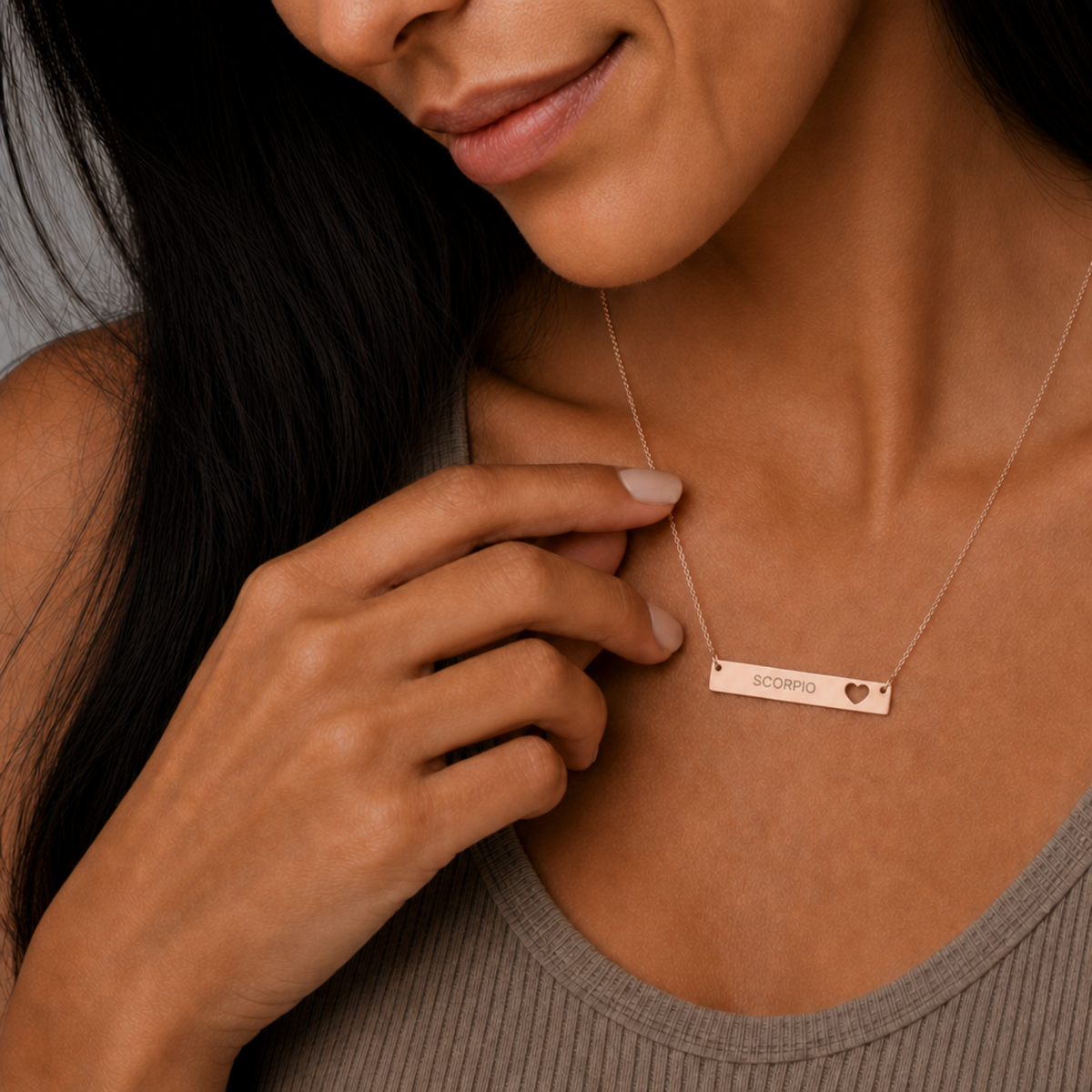 Scorpio Gift For Her, Scorpio Pendant, Zodiac Bar Necklace, Birth Sign Necklace