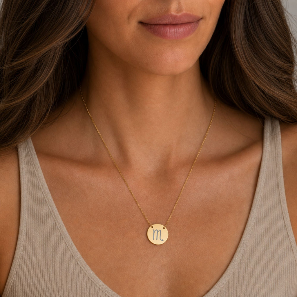 Scorpio Gift For Her, Scorpio Pendant, Zodiac Coin Necklace, Birth Sign Necklace