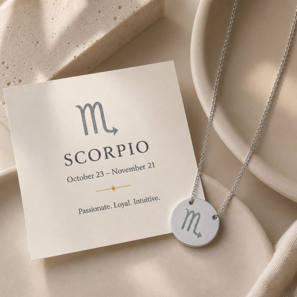 Scorpio Gift For Her, Scorpio Pendant, Zodiac Coin Necklace, Birth Sign Necklace